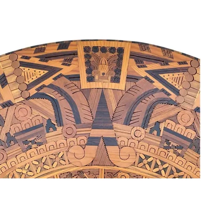 Mid 20th Century Mid Century Aztec Calendar Large Circular Inlaid Wood For Sale - Image 5 of 8