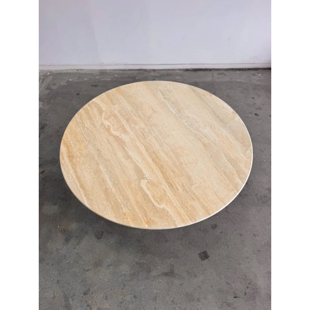 1970s Vintage Travertine Pedestal Dining Table For Sale - Image 5 of 10