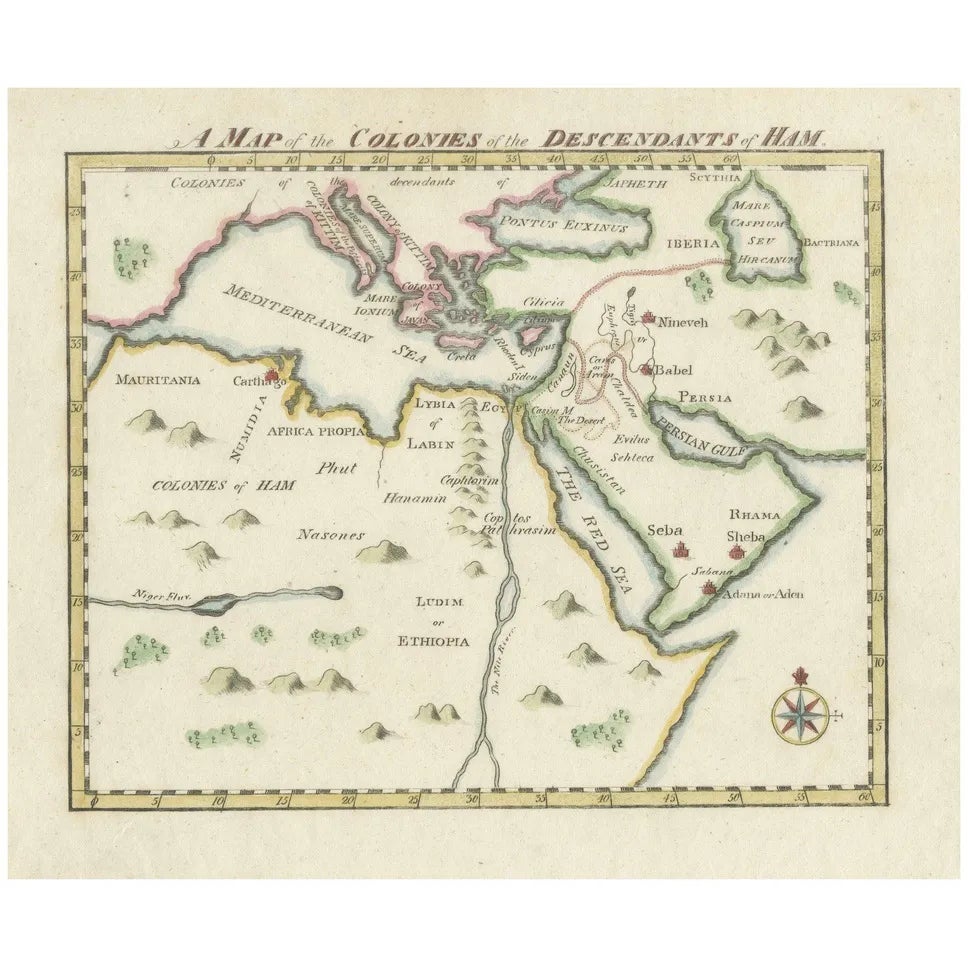 Biblical Map of Africa and Middle East and Beyond | Chairish