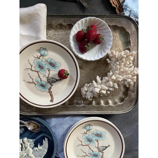 Ceramic Mid 20th Century Softwind Stoneware by Temperware - A Wedgwood Company - 8” Plates - Set of Seven (7) For Sale - Image 7 of 10