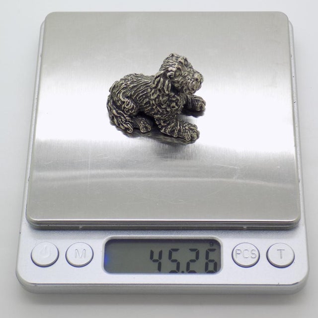 Vintage Italian Handmade Genuine Silver Sitting Dog Figurine, 1970s For Sale - Image 9 of 12