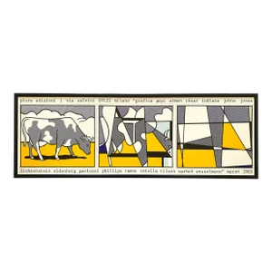 Roy Lichtenstein Vintage 1985 Lithograph Print Framed Pop Art Exhibition Poster " Cow Going Abstract " 1974