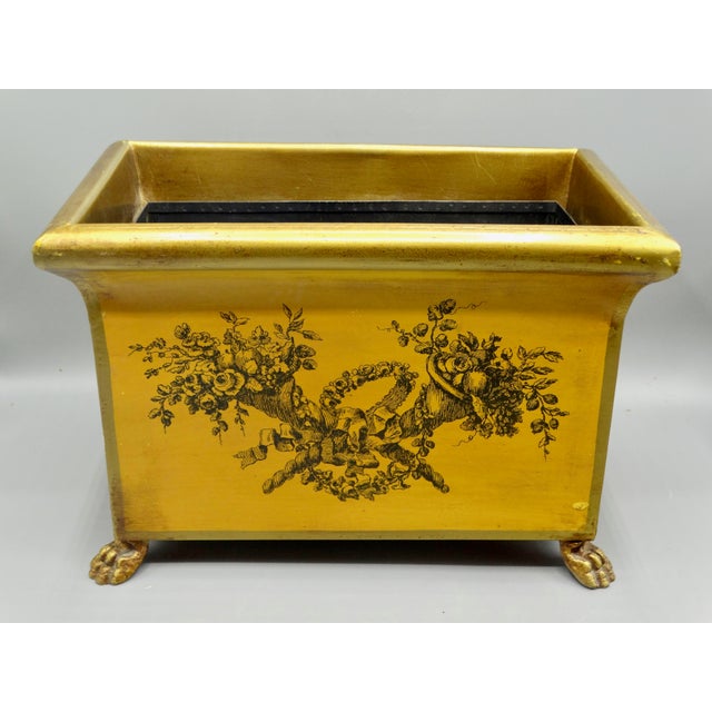 Antique French Mustard Color Toleware Jardiniere Cachepot For Sale - Image 9 of 14
