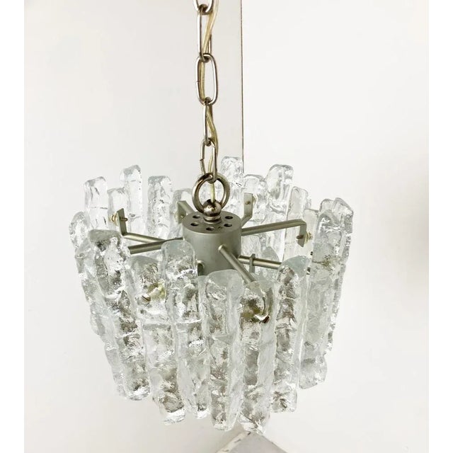 Silver Ice Crystal Pendant Light attributed to Kalmar, 1960s For Sale - Image 8 of 12