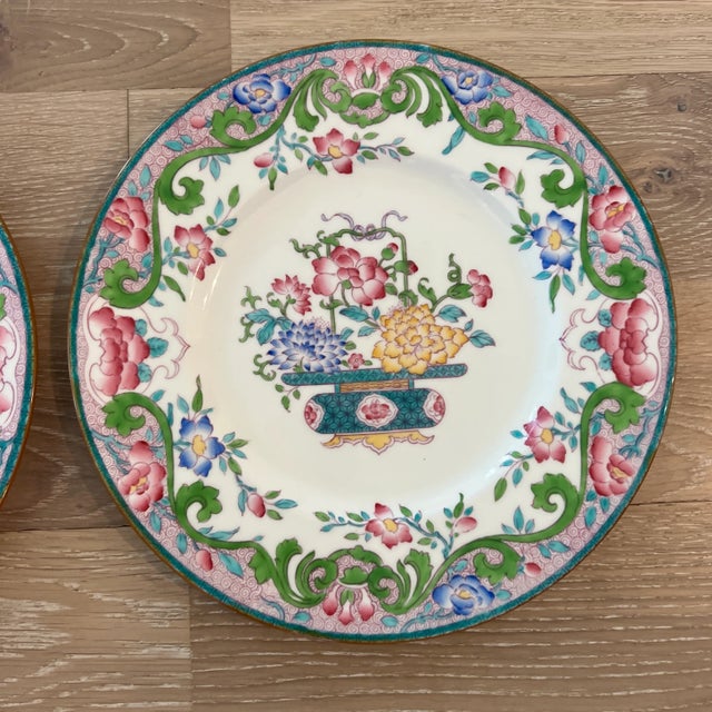 Minton Antique Minton Chinoiserie Porcelain Dinner Plates- a Pair For Sale - Image 4 of 7