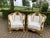 1950s French Louis XVI Gold Leather Wood Bergere Chairs Pair For Sale - Image 9 of 9