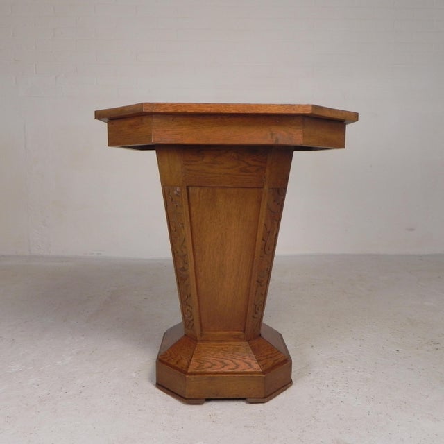 Art Deco Octagonal Oak Side Table, 1930s For Sale - Image 10 of 18