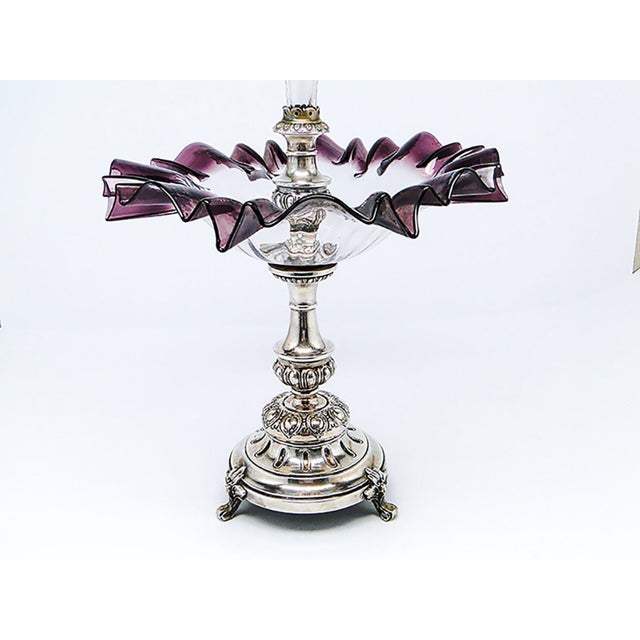 Art Nouveau Bowl on Stand with Flute Vase, 1900s For Sale - Image 4 of 13