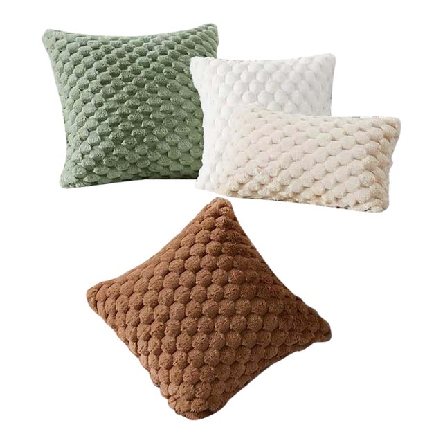 Plush Textured Decorative Throw Pillow With Zipper - 16x16 Inches For Sale