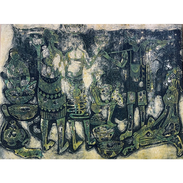 African Bruce Onobrakpeya Painting C. 1971 For Sale - Image 3 of 16