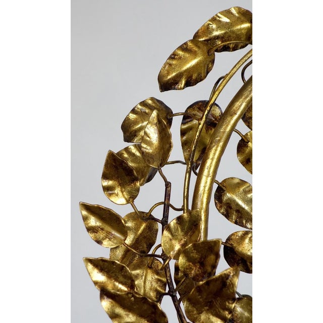 Gold-Plated Metal Flowers Wall Light, 1940s For Sale - Image 12 of 18