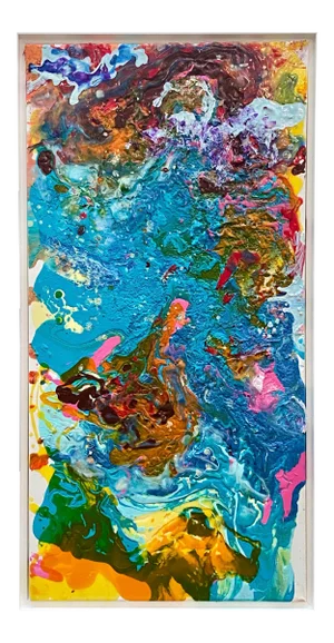 "Napoleon Sea" Contemporary Abstract Expressionist Acrylic Painting, Framed