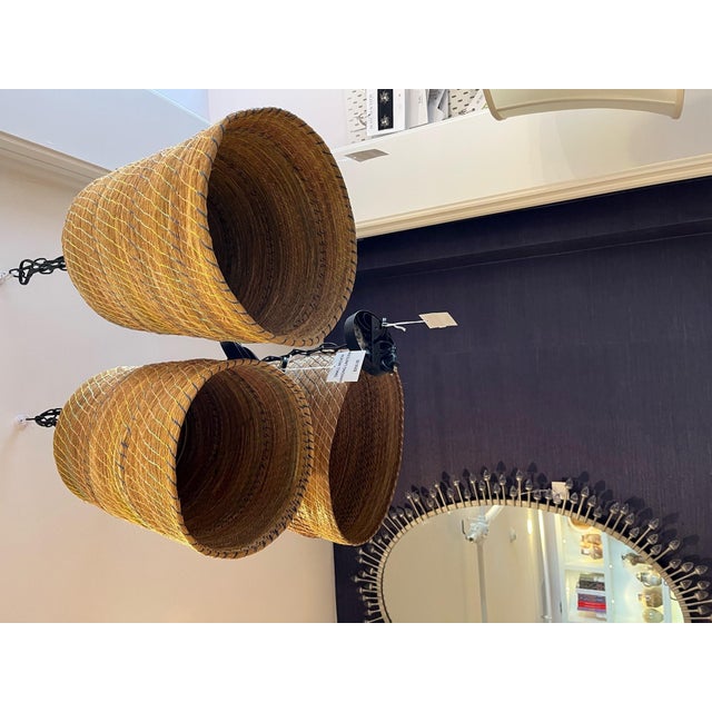 Transitional Set of 3 Patag Contemporary Woven Lanterns For Sale - Image 3 of 4