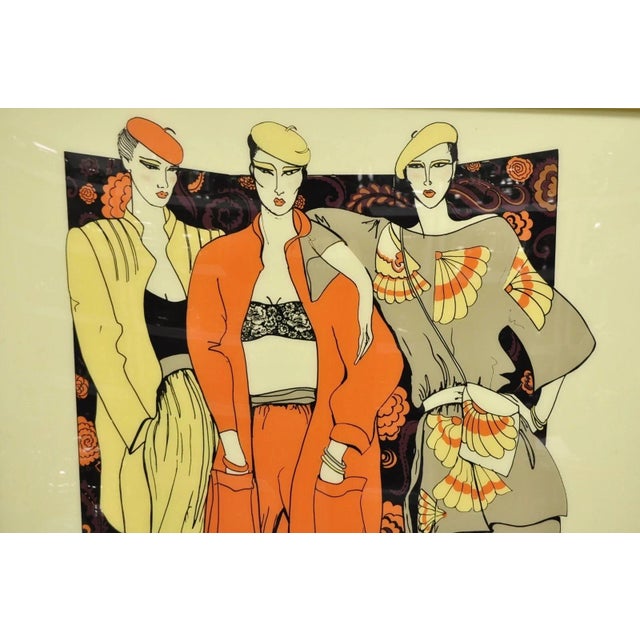 Art Deco Vintage 1975 Polycast Acrylic Large Vogue Women's Fashion Retro Wall Art For Sale - Image 3 of 12