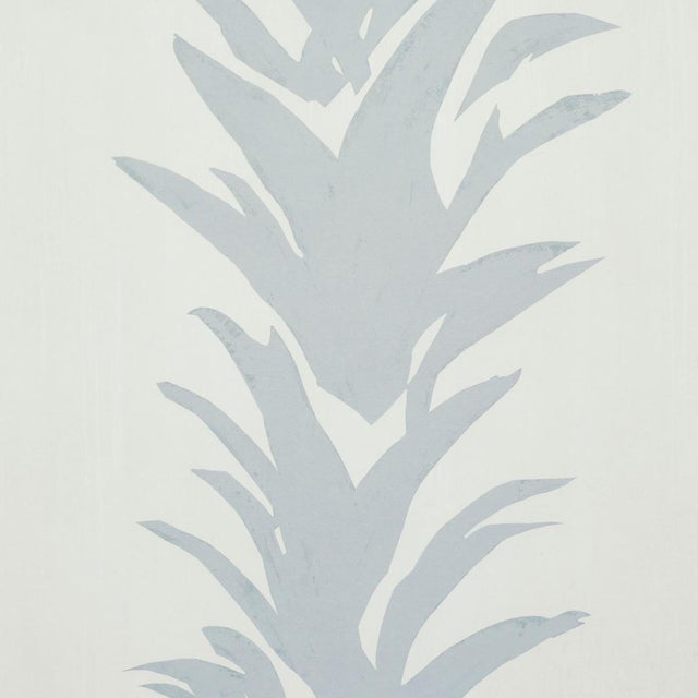 Abstract Sample - Schumacher White Lotus Wallcovering In Cool Gray For Sale - Image 3 of 6