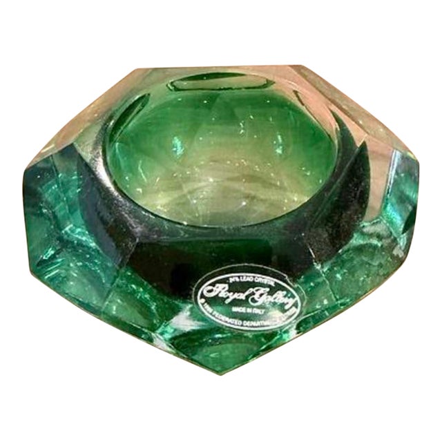 1970s Italian Royal Gallery Green Glass Bowl For Sale