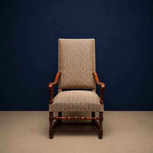 French 19th Century French Louis XIII Walnut Armchair (A) For Sale - Image 3 of 5