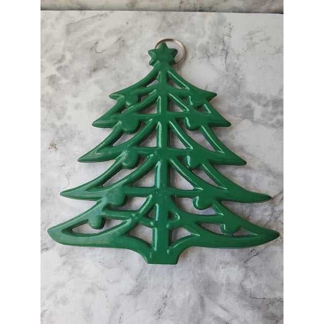 1990s Vintage Cast Iron Christmas Tree Trivet For Sale - Image 5 of 12
