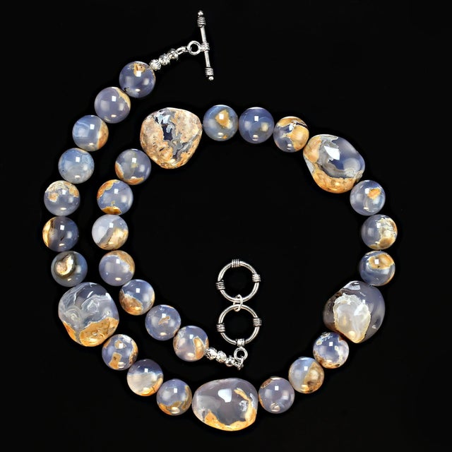 Blue Chalcedony With Matrix Necklace For Sale - Image 4 of 6