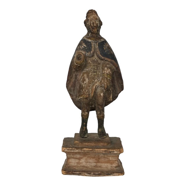 A 17th Century Italian Carved Wood Sculpture of Saint Roch For Sale