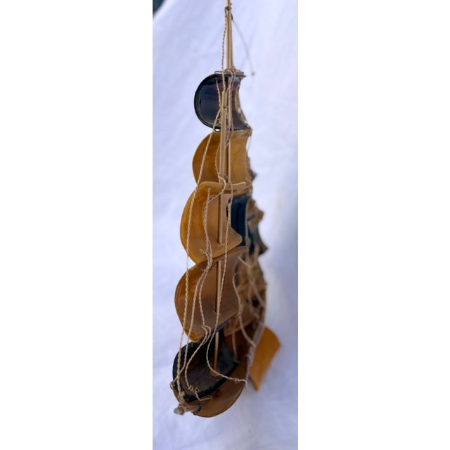 Italian Folk Art Horn and Brass Clipper Ship Model For Sale In Palm Springs - Image 6 of 11