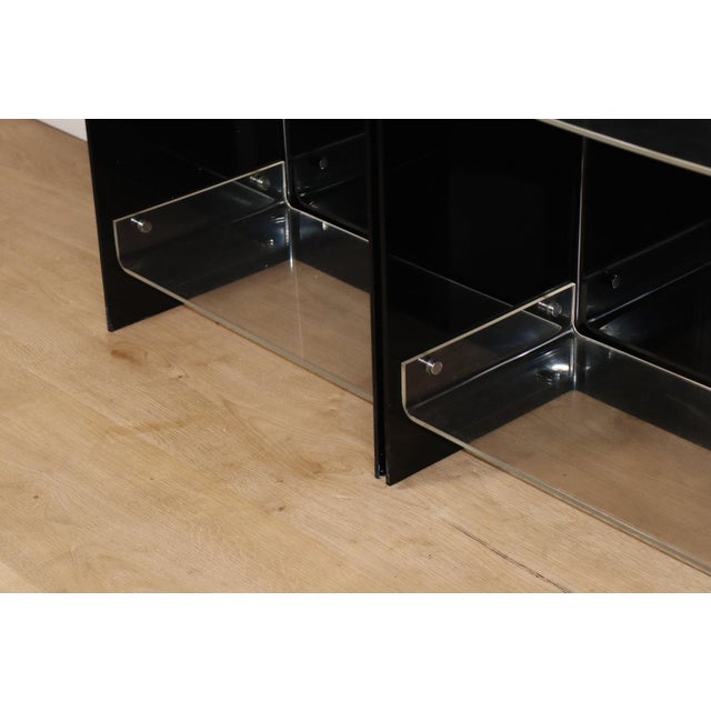 Plastic Vintage Space Age Bookcase in Black and Clear Acrylic Glass, 1970s For Sale - Image 7 of 18