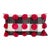 Chamula Gray White & Black Checkered Red PomPom Throw Pillow Handmade 100% Wool For Sale