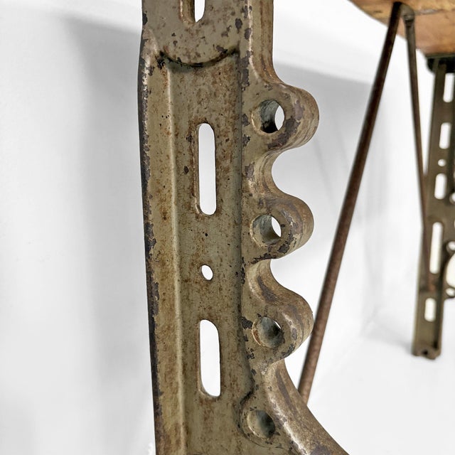 Wood Vintage Italian Industrial Wooden and Cast Iron Console, 1800s For Sale - Image 7 of 18