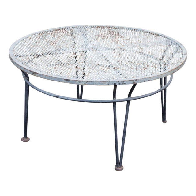 Salterini Mid Century Modern 'Radar' Round Iron Outdoor Coffee Table For Sale