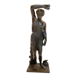 Late 18 Century Original French Patinated Bronze Statue Figurine of Maiden Founders Coin Hallmark For Sale