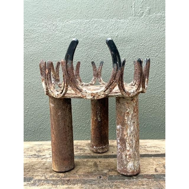 Burnt Umber Vintage Rusty Horseshoe Plant Stand For Sale - Image 8 of 12