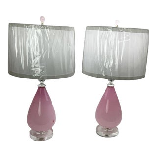 Vintage Murano Glass Lamps With Lucite Bases For Sale