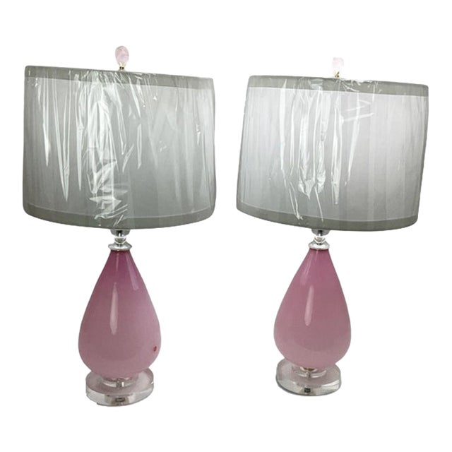 Vintage Murano Glass Lamps With Lucite Bases For Sale