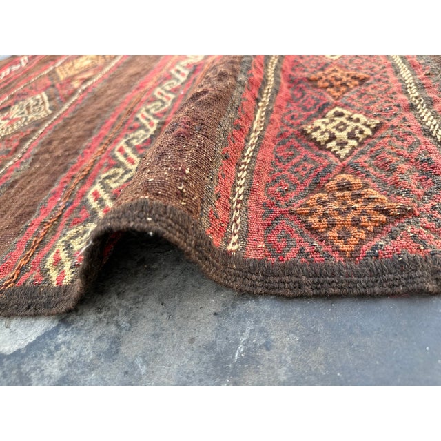 Afghan Vintage Flat Weave Kilim Runner For Sale - Image 6 of 7