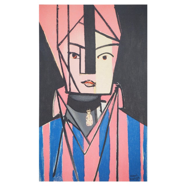 Henri Matisse, White and Pink Cubist Portrait, Lithograph For Sale