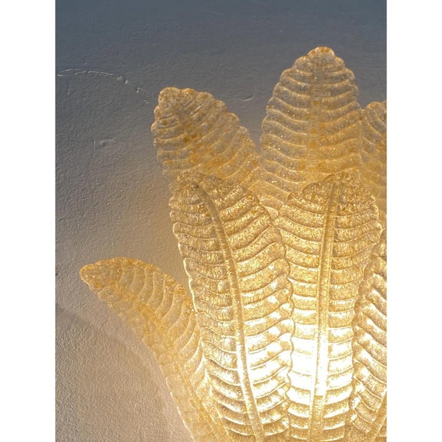Gold “Graniglia” Leaf Murano Glass Wall Sconces in Venetian Style - a Pair For Sale - Image 10 of 17