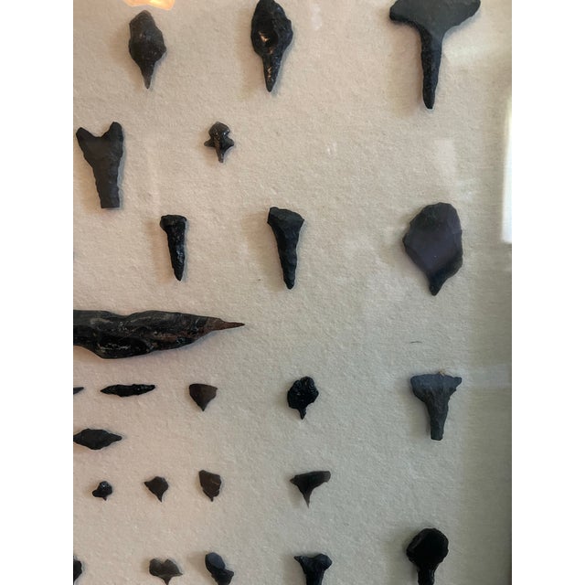 Late 20th Century Framed Native American Obsidian & Dacite Arrowhead and Tool Collection For Sale - Image 5 of 7