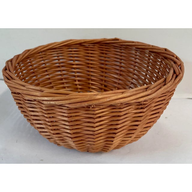 Mid-Century Modern Vintage Round Wicker Basket For Sale - Image 3 of 6