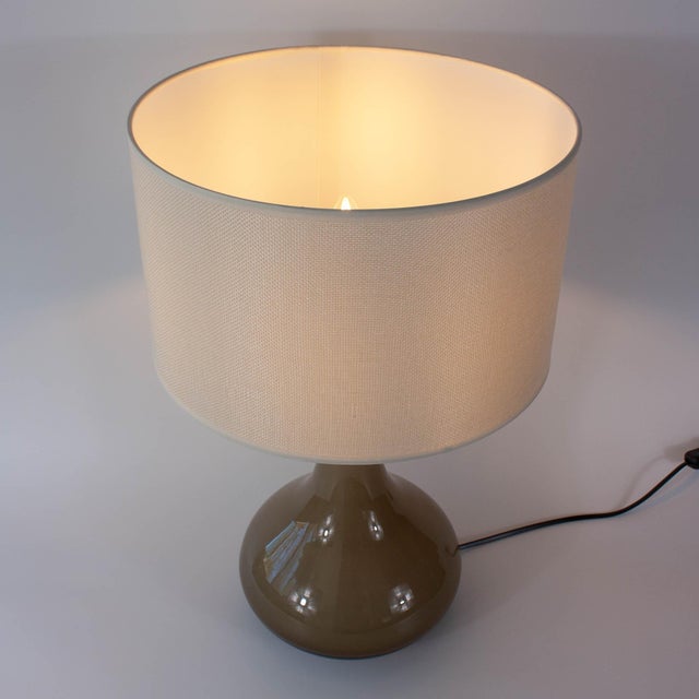 Vintage Portuguese Grey Opaline Glass Table Lamp, 1960s For Sale - Image 11 of 13