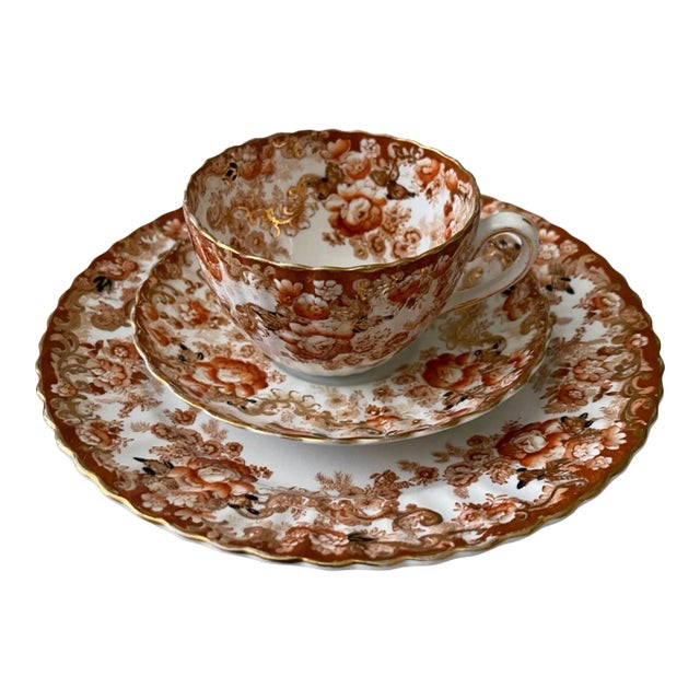 Vintage Embassy Ware Victorian Rust Tea Cup, Saucer & Side Plate Trio For Sale