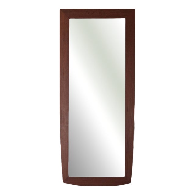 Long Vintage Danish Teak Wall Mirror, 1960s For Sale