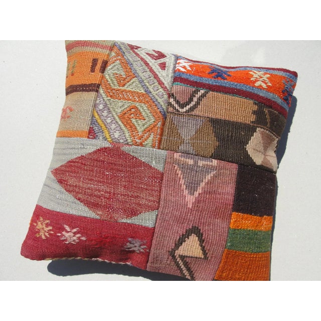 Kilim Rug Pillow Made from old turkish kilims Back side cotton and has closed with a solid hidden zipper size:16" x 16" It...