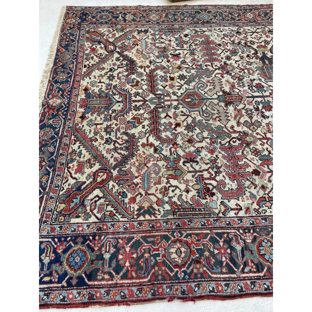 Blooming Jungle Antique Heriz Rug - 8 X 11 For Sale - Image 10 of 12