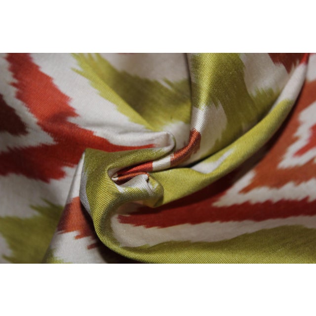 Ruby Red Multi Color Hand Knotted Turkish Silk Ikat Pillow For Sale - Image 8 of 10