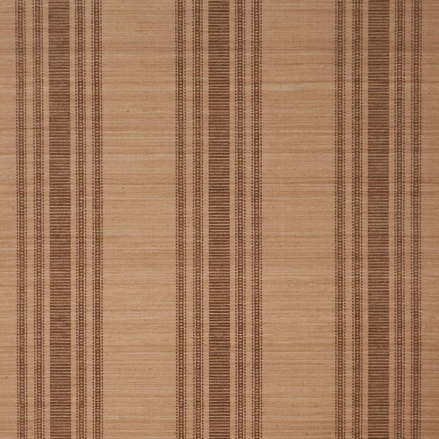 Schumacher Cassia Silk Stripe Wallcovering Wallcovering In Walnut For Sale In New York - Image 6 of 6