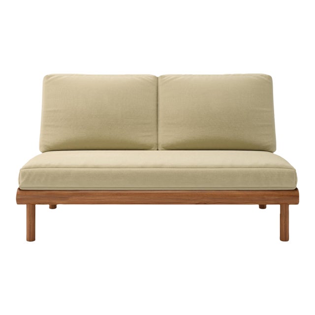 Rishon Teak Outdoor Love Seat - Antique Beige For Sale