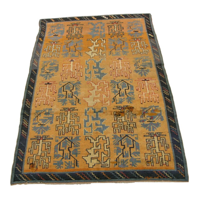Antique Turkish Art Deco Rug 9'0'' X 5'6'' For Sale
