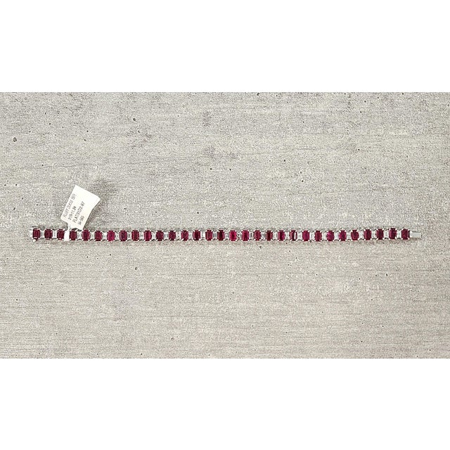 Metal 14.11 Ct Natural Burma Ruby & Diamond Bracelet For Sale - Image 7 of 9