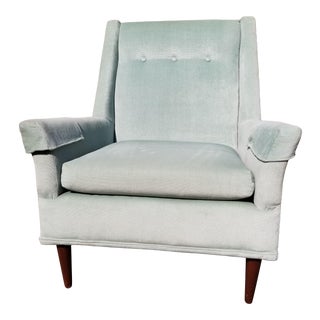 Vintage Green Upholstered Arm Chair For Sale