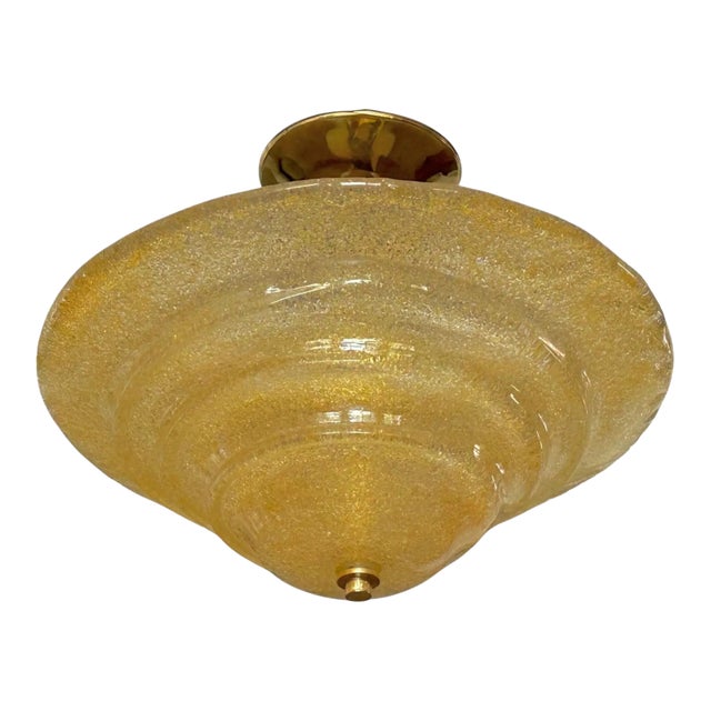 Murano Gold Rugiadoso Glass Semi Flush Mount Ceiling Light For Sale